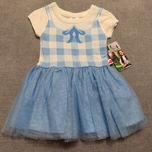 The Wizard of Oz Dorothy Costume Dress Blue Gingham Sparkle Tulle Kids NWT